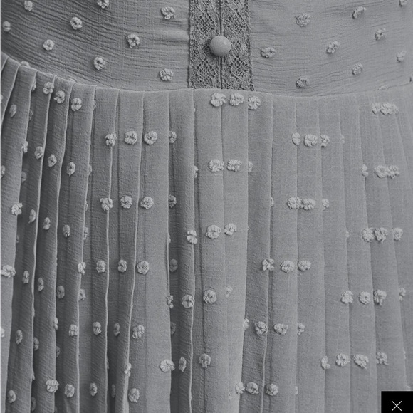 Lulus Size XS Poetic Love Dusty Blue Swiss Dot Long Sleeve Pleated Mini Dress - Picture 4 of 8